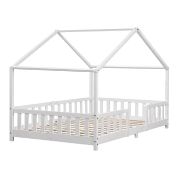TREVIOLO - Kinderbett mit Rausfallschutz aus Kiefernholz 120 x 200 cm, Weiß