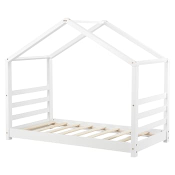 VARDO - Hausbett für Kinder aus Kiefernholz 80 x 160 cm, Weiß