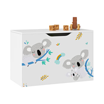 OLEIROS - Spielzeugkiste für Kinder in Holzoptik 40 x 60 x 30 cm, Weiß