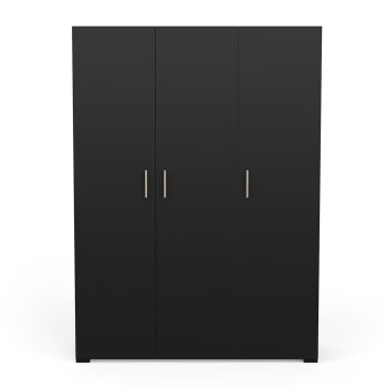 Izzy - Armoire 3 portes avec penderie - L135 x H186 cm - Chêne artisan / noir