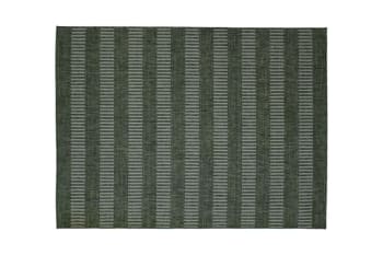 Terrain - Tapis intérieur-extérieur aspect jute motif lignes vert 195x275