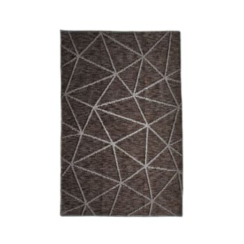 Media - Alfombra polipropileno/algodón, patrón triángulos marrón, 120x170