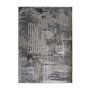 Borges - Tapis graphique effet brume gris 160x230