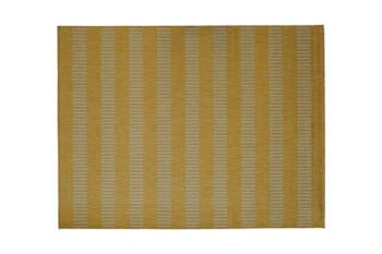 Terrain - Tapis intérieur-extérieur aspect jute motif lignes jaune 195x275