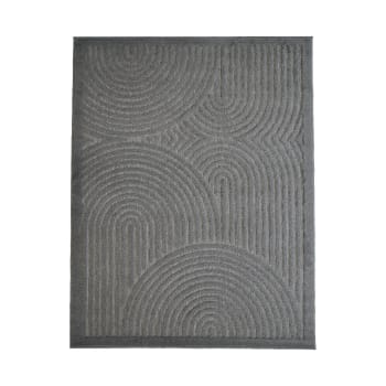 New - Tapis intérieur/extérieur motif art déco relief gris 120x170