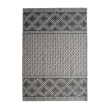 Media - Tapis en polypropylène et coton motif croisillons gris 120x170