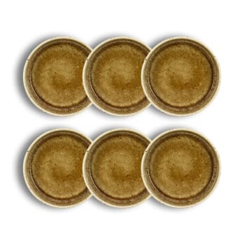 Stack - Lot de 6 assiettes coupes en porcelaine marron 16cm
