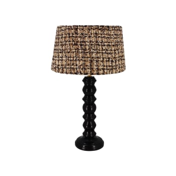 Romy - Lampe à poser en bois noir et abat jour en tissu h39cm