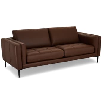 ORLANDO - 3-Sitzer Sofa Lederbezug Braun