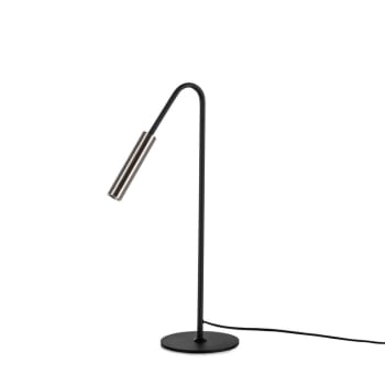 VEGA - Lampada LED da tavolo in metallo nichelato nera cm 17x17 56h