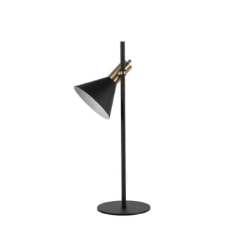 HADAR - Lampada da tavolo in metallo con paralume in ottone nera cm 18x18 55h