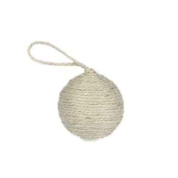 NAVIDAD - Bola Navidad artesanal de cuerda de yute reciclado beige 7 cm.