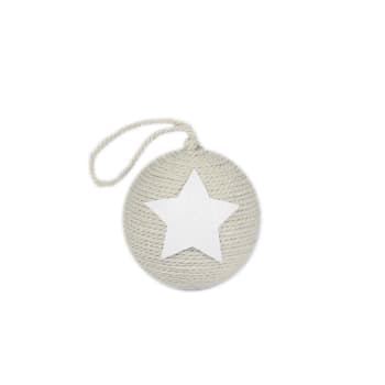 NAVIDAD - Bola Navidad artesanal de cuerda de algodón reciclado beige 7 cm.