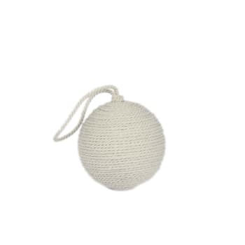 NAVIDAD - Bola Navidad artesanal de cuerda de algodón reciclado beige 7 cm.