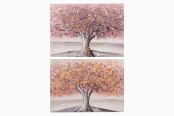Set de 2 lienzos rosa de madera 70x3x50cm