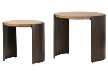 Set de 2 mesas marron de madera 69 54x65 50x61 52cm