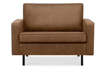 INVIA - Großer Loft-Sessel aus Leder und Mikrofaser, braun