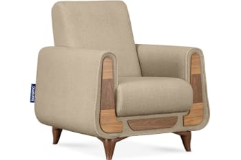 GUSTAVO - Klassischer Sessel aus Schaumstoff und Holz, hellbeige