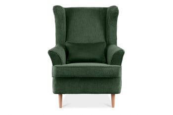 STRALIS - Klassischer Sessel aus Stoff Cordsamt, dunkelgrün