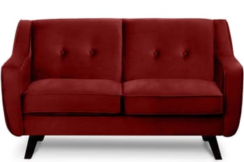 TERSO - Sofa, 2 Sitzer im zeitlosen Design, Velours-Bezug, rotweinfarben