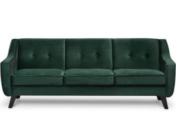 TERSO - Sofa, 3 Sitzer im zeitlosen Design, Velours-Bezug, dunkelgrün