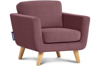 TAGIO - Skandinavischer Sessel, Massivholz-Beine, rosa