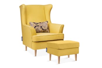STRALIS - Klassischer Sessel mit Sitzhocker, Gelb