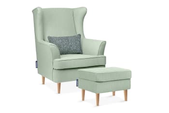 STRALIS - Klassischer Sessel mit Sitzhocker, grün