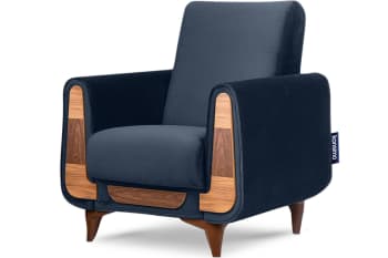 GUSTAVO - Klassischer Sessel aus Schaumstoff und Holz, blau