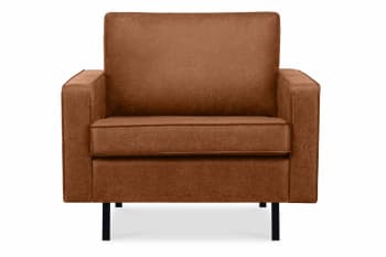 INVIA - Großer Loft-Sessel aus Leder und Mikrofaser, cognac