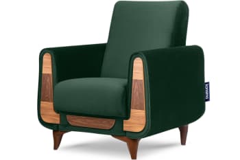 GUSTAVO - Klassischer Sessel aus Schaumstoff und Holz, dunkelgrün