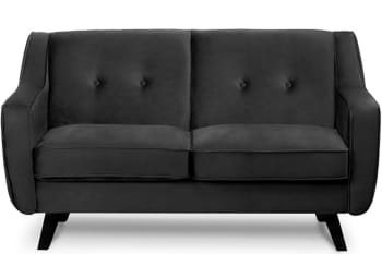 TERSO - Sofa, 2 Sitzer im zeitlosen Design, Velours-Bezug, grau