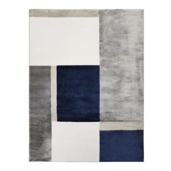 Moderna - Tapis graphique contemporain gris bleu 150x200