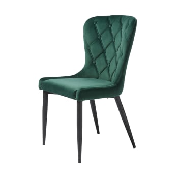 2er Set Esszimmerstühle aus Velours, grün