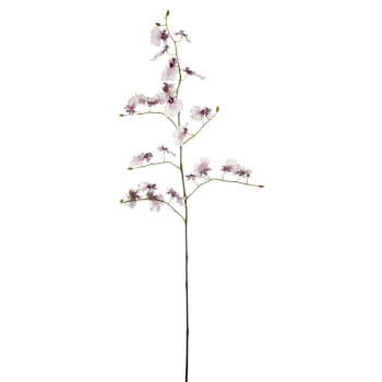 Tallo de orquídea artificial blanca y malva h140