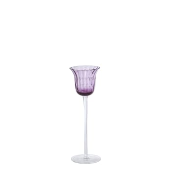 Noël - Photophore décoratif en verre soufflé violet H25