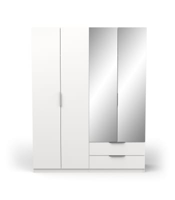 Ghost - Armoire 4 portes, 2 tiroirs et 2 miroirs - L157,3 cm