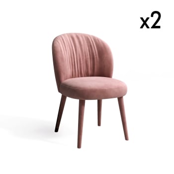 Ernst - Lot de 2 chaises  velours rose pieds velours