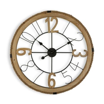 VXL Reloj De Pared Mdf Y Hierro Marrón Y Negro 39 Cm