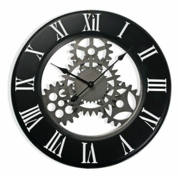 Dongola - Reloj de pared estilo vintage en metal negro