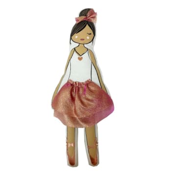 Cuscino bambola ballerina cotone rosa 40x15x7cm