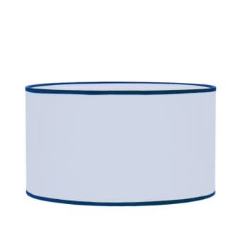 MALO - Abat-jour en coton blanc finition bleu Ø 60 Hauteur 25cm