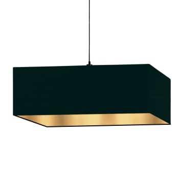 LINOR - Suspension carré luminaire noir et or 50x50 Hauteur 25cm