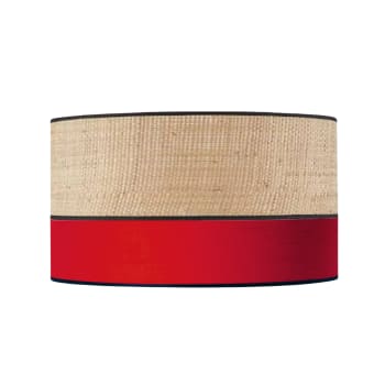 AERO - Abat-jour en raphia et coton rouge Ø 20cm Hauteur 18cm