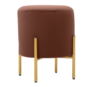 Pouf in pelle e tessuto riciclato imbottito in cotone marrone - Homebar