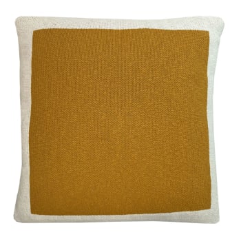 Cuscino 45x45 cm in cotone chambray tinta unita rosa con frange