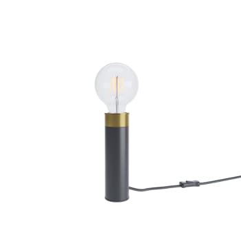 VOLTAIRE - Lampe à poser cylindrique en métal noir et or