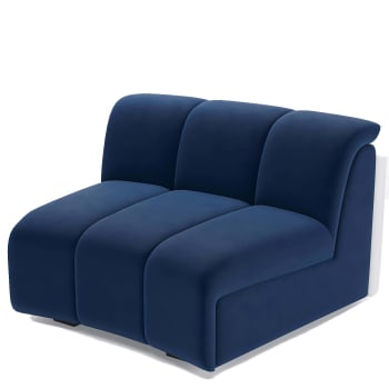 HELENE - Chauffeuse d’angle pour canapé modulable en velours bleu marine