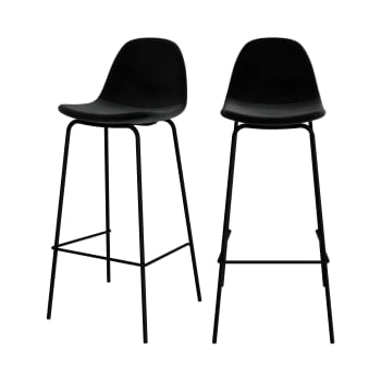 Henrik - Chaise de bar en velours noir 75 cm (lot de 2)