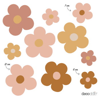 Daisy - Selbstklebende Vinylaufkleber mit groovy Gänseblümchen, mehrfarbig